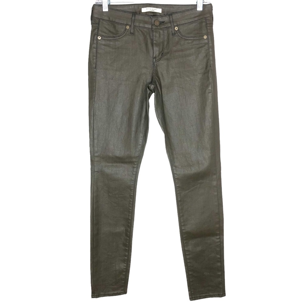RICH & SKINNY Brown Wax Coated Skinny Jeans